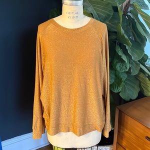 Designer Venetian Boutique Gold Shimmery Sweatshirt Raglan style made by hand